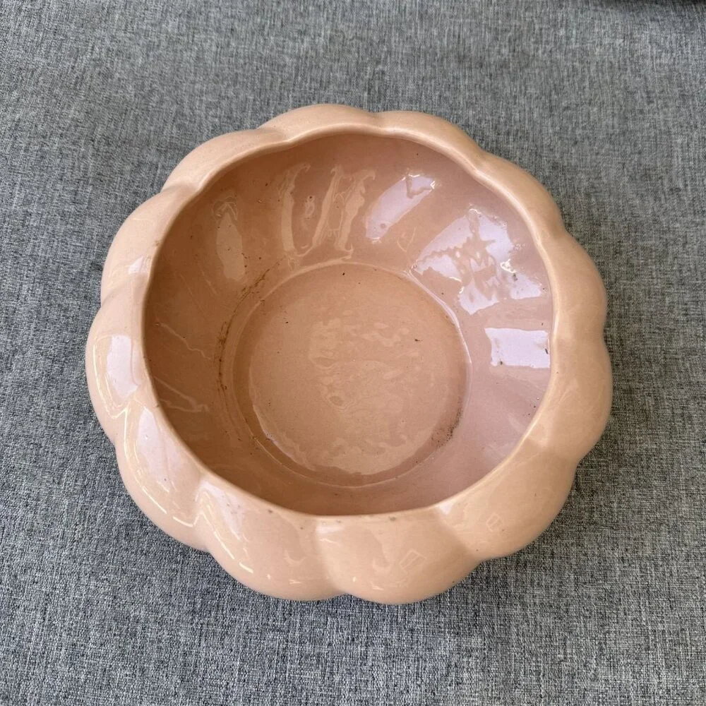 Vintage Mid Century Pin Lotus Round Bonsai Planter Made In Portugal